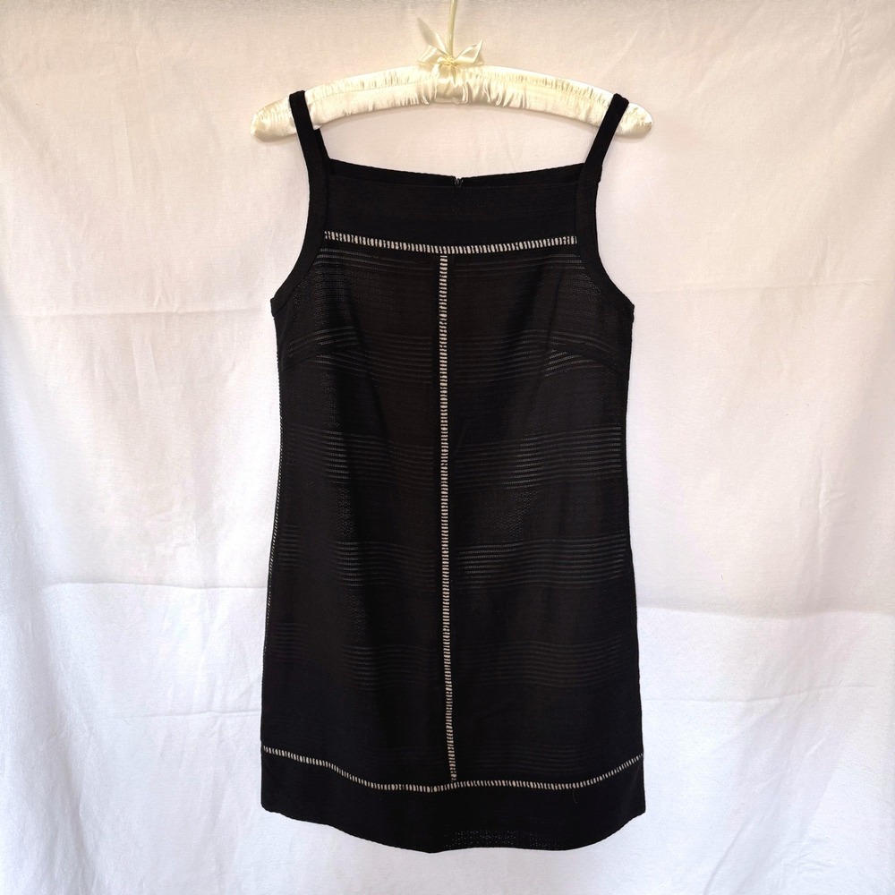 Martin Grant Black Cotton Blend Shift Dress Contrast Stitch France $825 Size L
